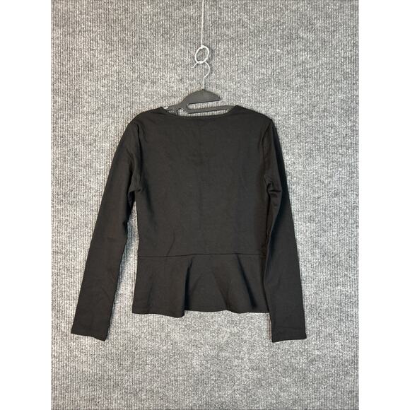 BCBG Maxazria Womens Peplum Blouse Size Small Black Square Neck Classic Capsule - Picture 2 of 8